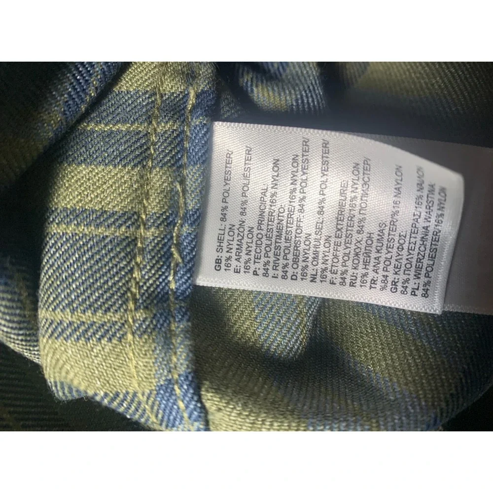 Men North Face Green Long Sleeve Approach Flannel Button Stripe Shirt XXL